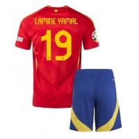 Fotbalové Dres Španělsko Lamine Yamal #19 Dětské Domácí ME 2024 Krátký Rukáv (+ trenýrky)